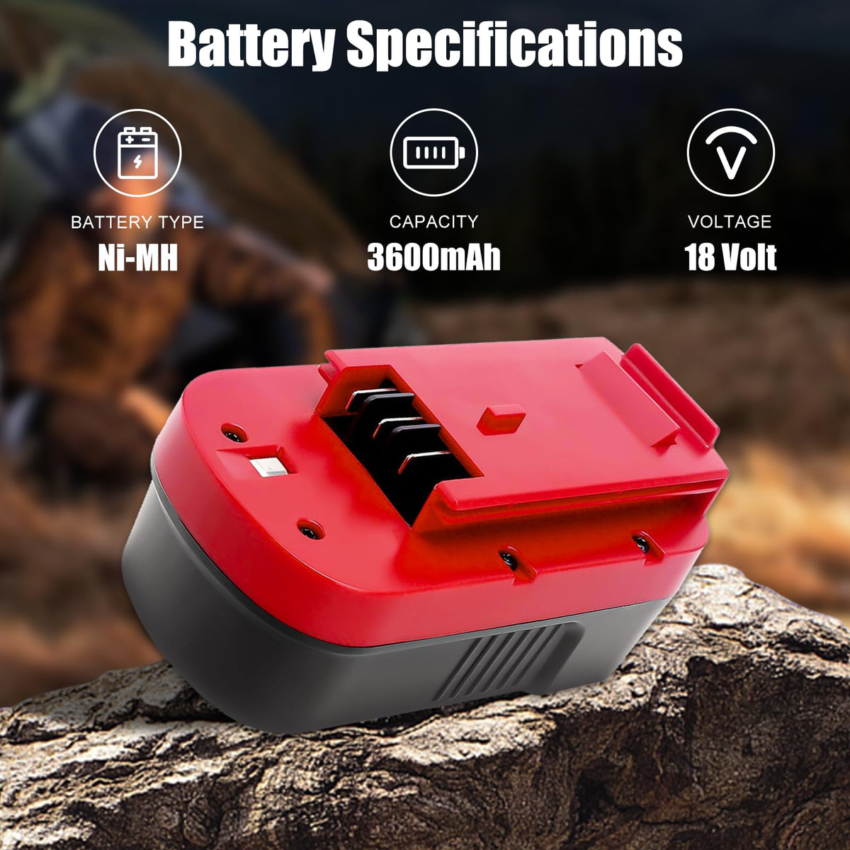 Forrat HPB18 back view battery with safety features for safe operation.