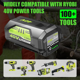Forrat 40V battery in use with Ryobi mower and trimmer