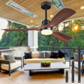 Forrovenco ceiling fan with walnut blades and light for stylish outdoor spaces.