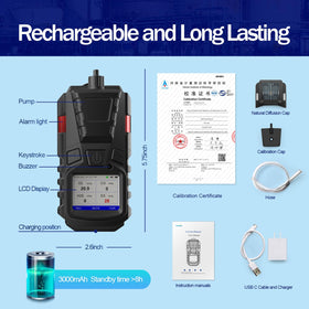 Forsensal LCD display shows real-time gas readings for quick assessment.