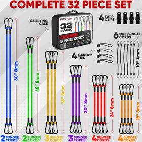 FORTEM bungee cords 30in durable ties for transport and securing loads.