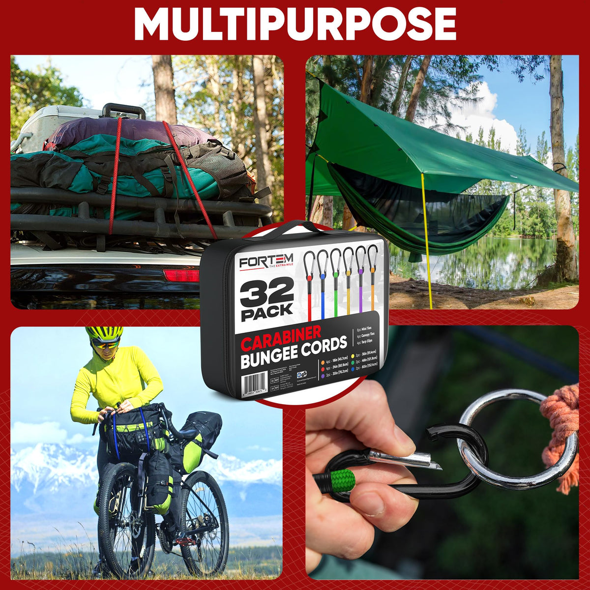 FORTEM canopy tarp ball ties 8in secure tarps and shade canopies.