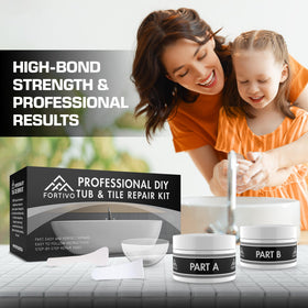 FORTIVO fiberglass tub repair application demonstrating seamless refinishing.