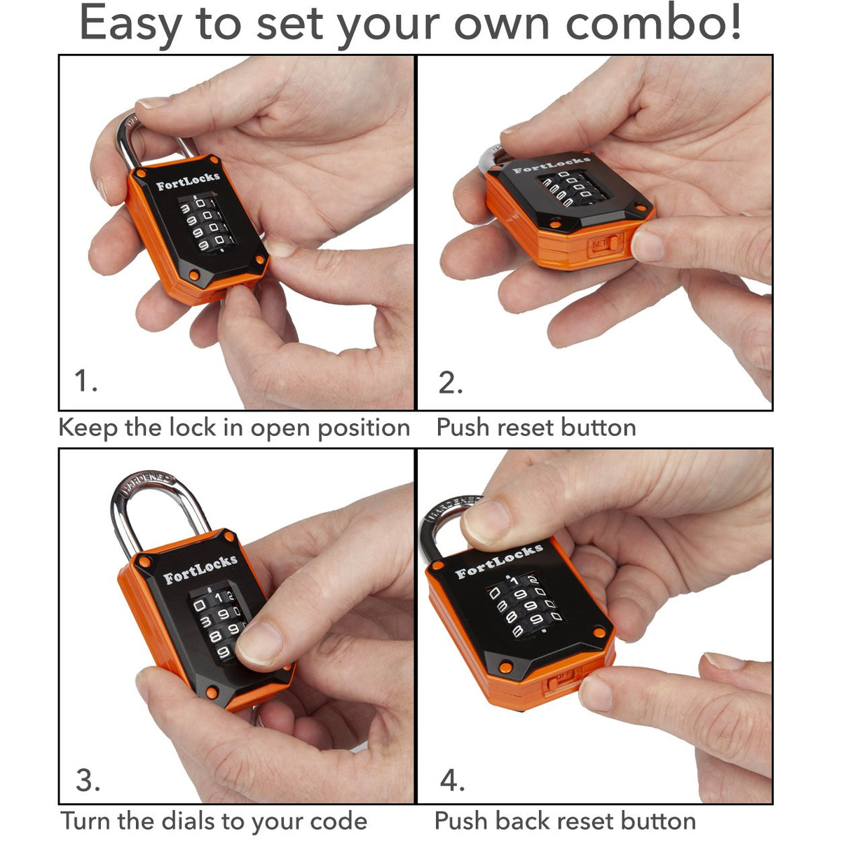 FortLocks easy-reset combination dial for quick, customizable security.