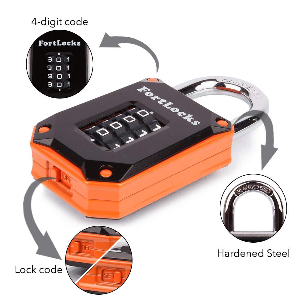 FortLocks heavy-duty zinc alloy padlock, weatherproof body for outdoor gates and sheds.