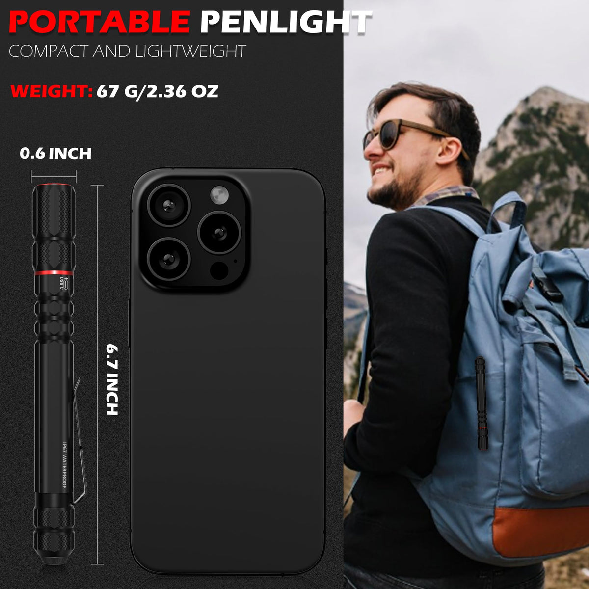 FORTO compact pocket light fits easily in a pocket for everyday carry.