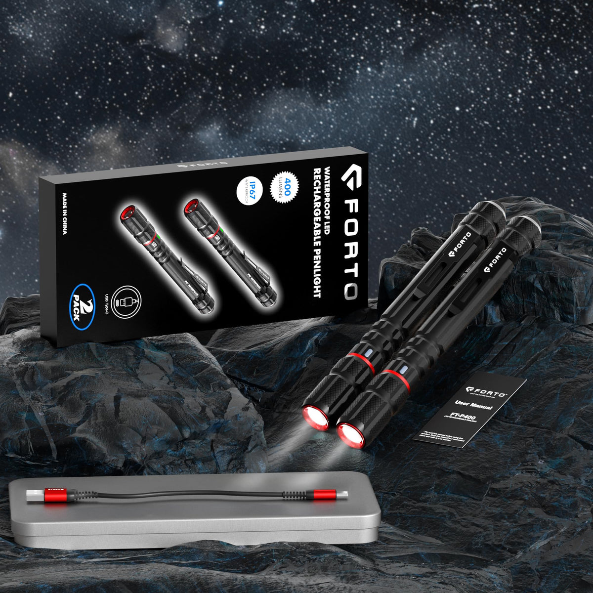 FORTO gift-ready packaging with a durable inner metal case.