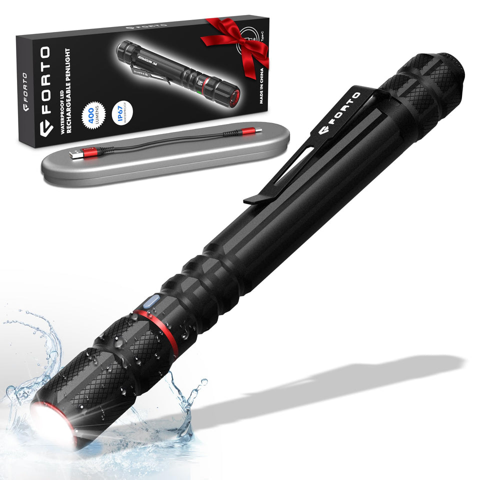 FORTO Rechargeable Pen Light with 400 lumens for precise inspection work.