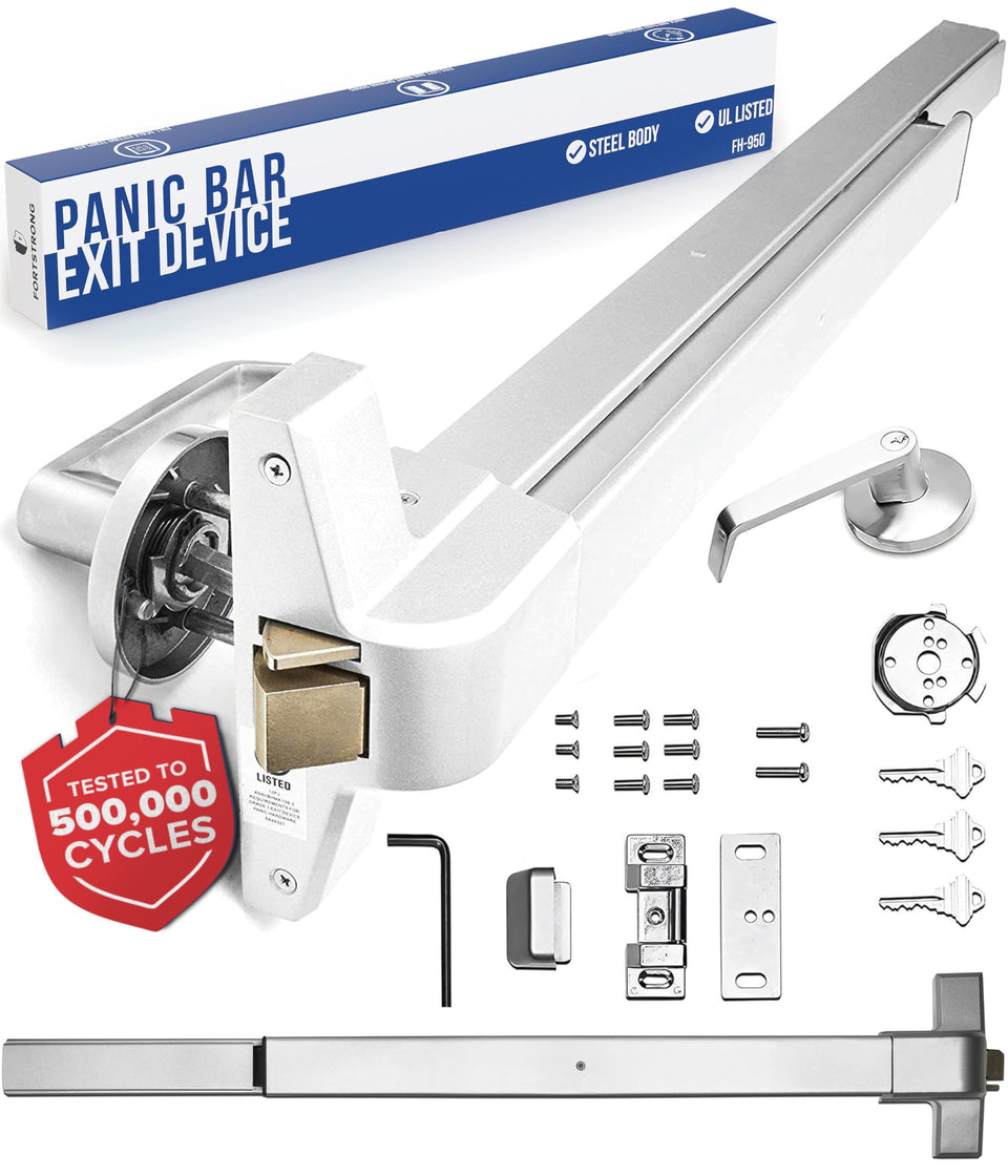 FORTSTRONG panic bar exit door push enables quick egress in busy spaces.