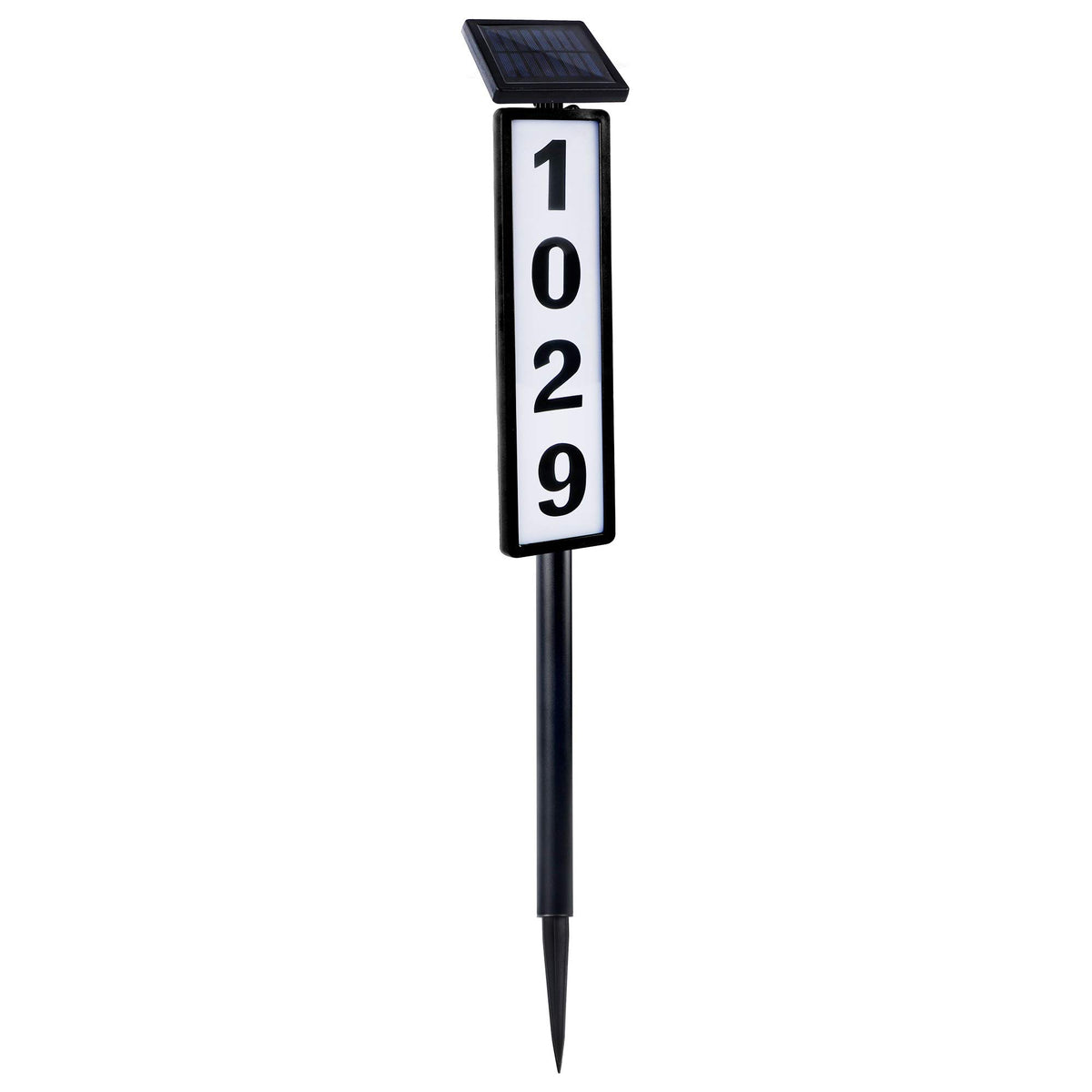 FORUP solar lighted house numbers sign front view, durable outdoor address display.