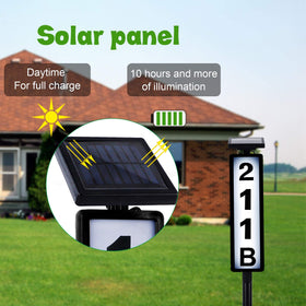 FORUP solar address plaque at night, bright illumination for easy late deliveries.