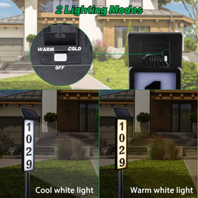 FORUP solar lighted plaque mounted on wall, simple outdoor installation.