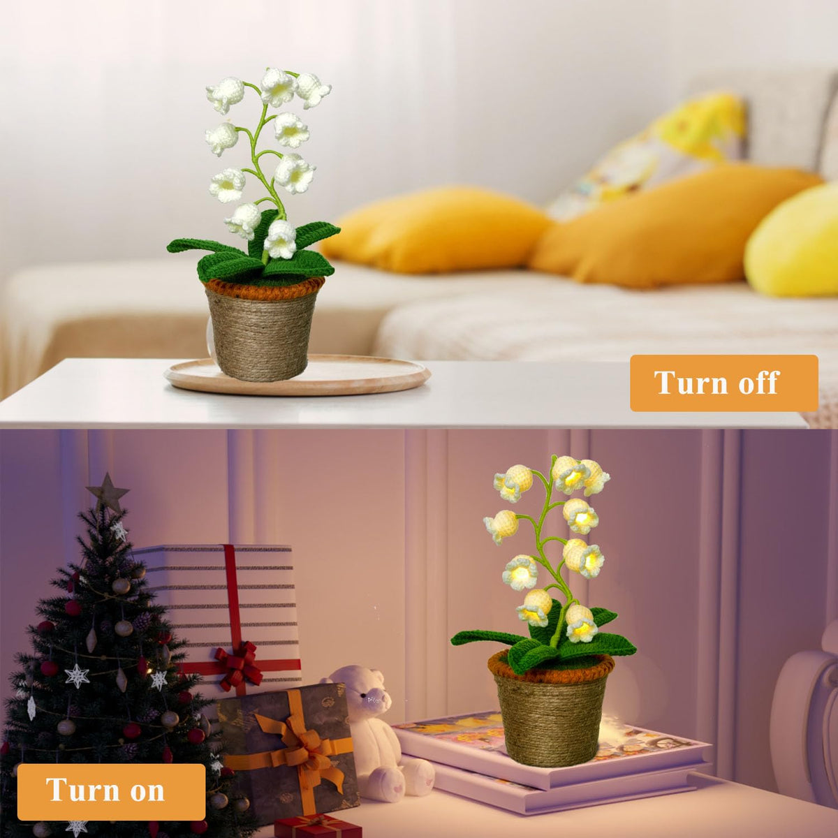 Forvermand handmade crochet lamp features a durable pot and bendable stems for customizing shapes