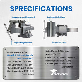 Forward CR40A large clamping area supports bigger workpieces securely