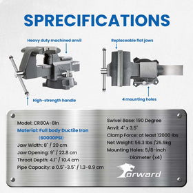 Forward CR80A includes an extra reinforced anvil for metalwork tasks.