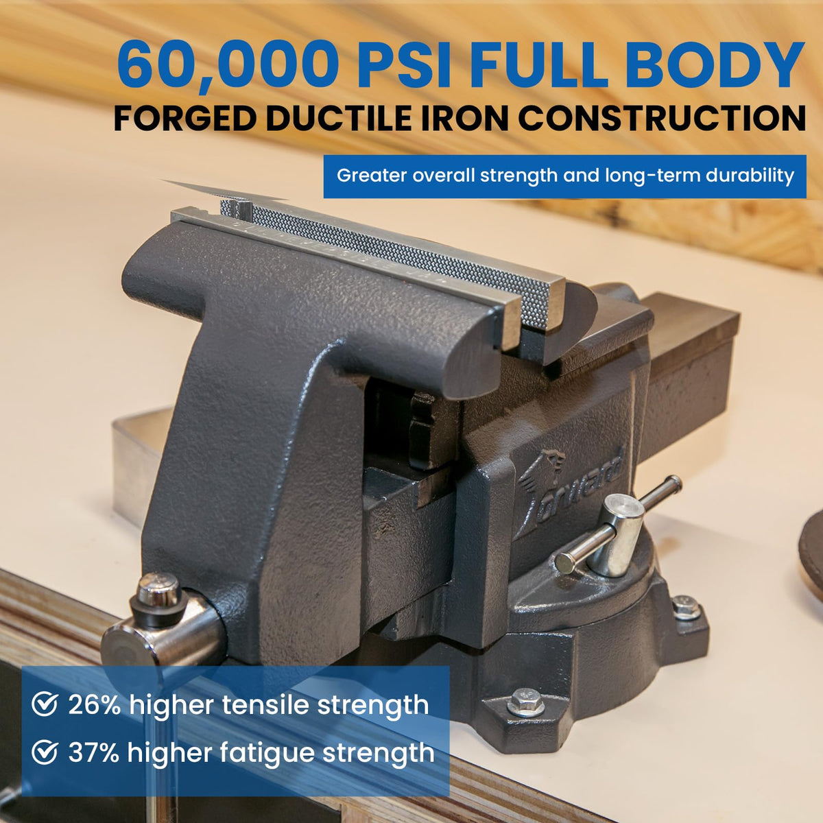 Forward CR80A vise demonstrates 229mm jaw opening for larger workpieces.