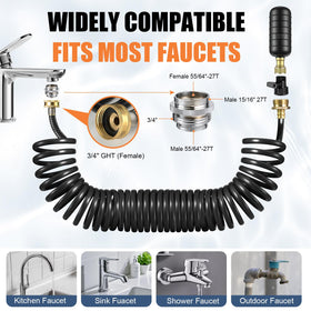 Fosenlion drain bladder hose-10ft shows retractable hose for convenient cleaning reach.