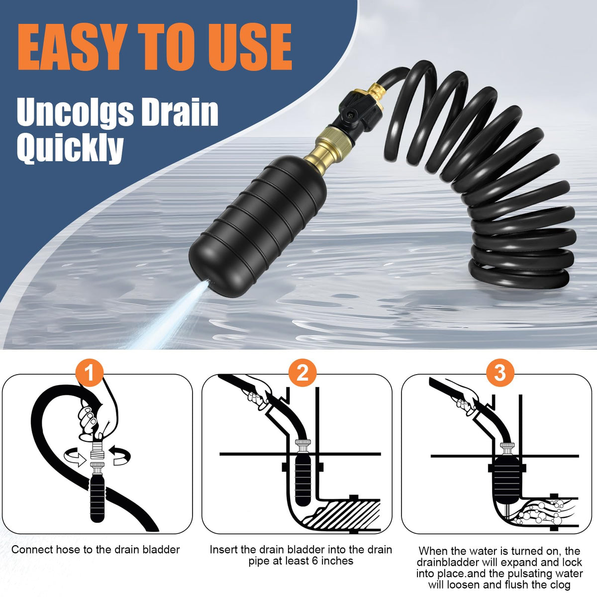 Fosenlion three-bladder kit lets you tackle multiple drains with one tool.