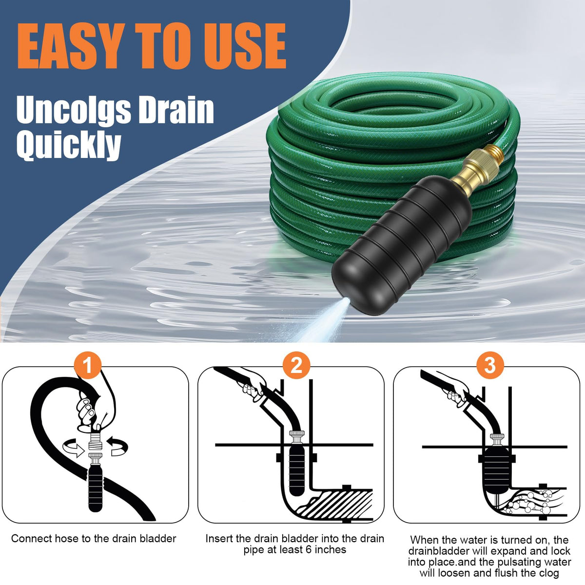 Fosenlion drain bladder kit durable rubber construction for long lasting use