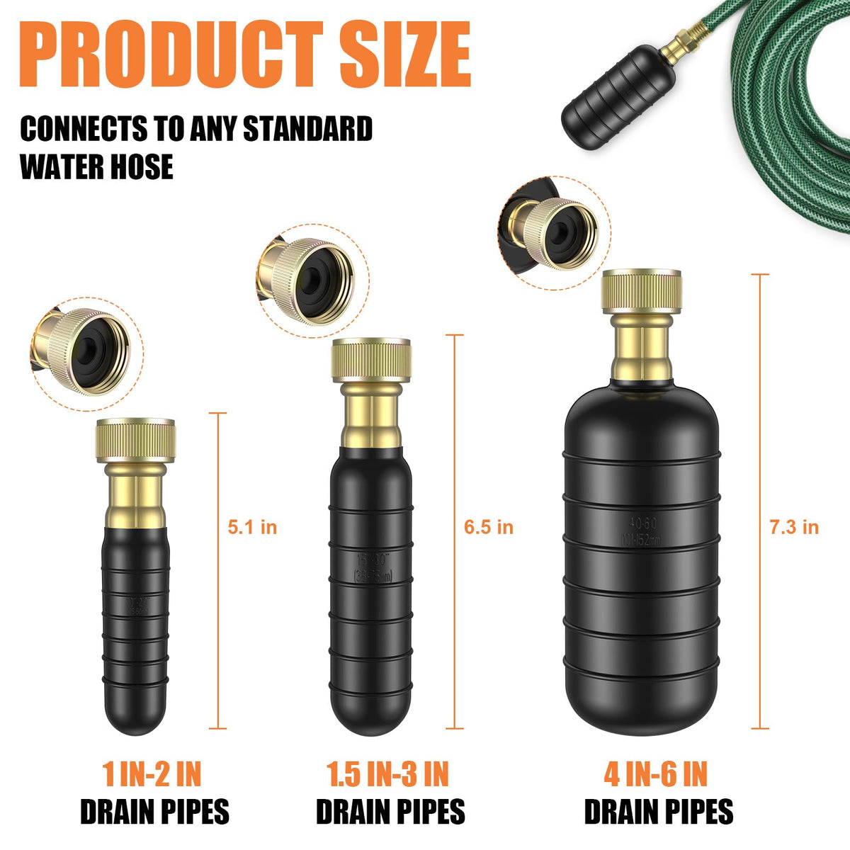 Fosenlion drain bladder kit medium size unclogs 1.5-3 inch pipes