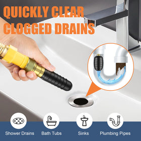 Fosenlion drain bladder medium clears 1.5-3 inch clogs with steady pressure.