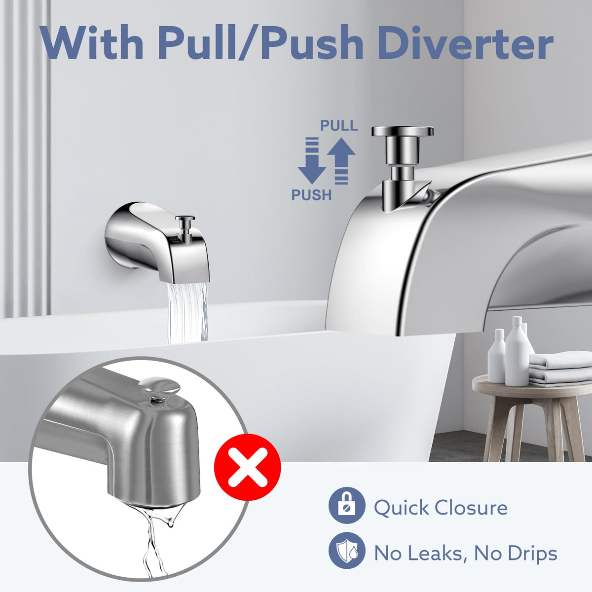 Fosenlion easy-install tools included for DIY tub spout replacement.