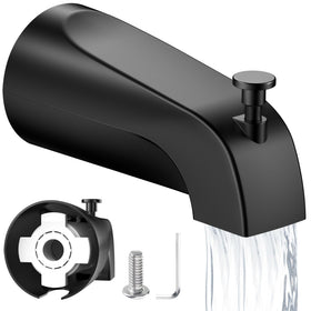 Fosenlion matte black tub spout diverter overview for quick, leak-free fit.