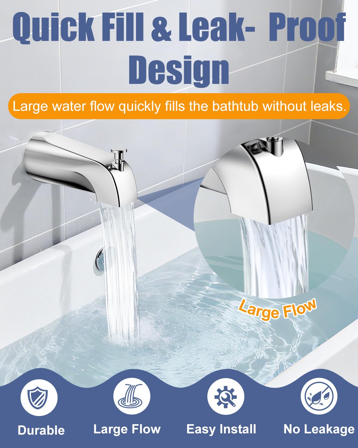 Fosenlion tub spout slip-fit copper adapter with included fittings for quick DIY setup.
