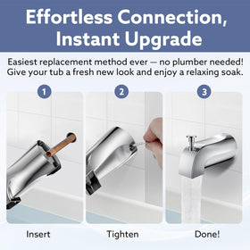 Fosenlion universal chrome bath spout adds modern look.