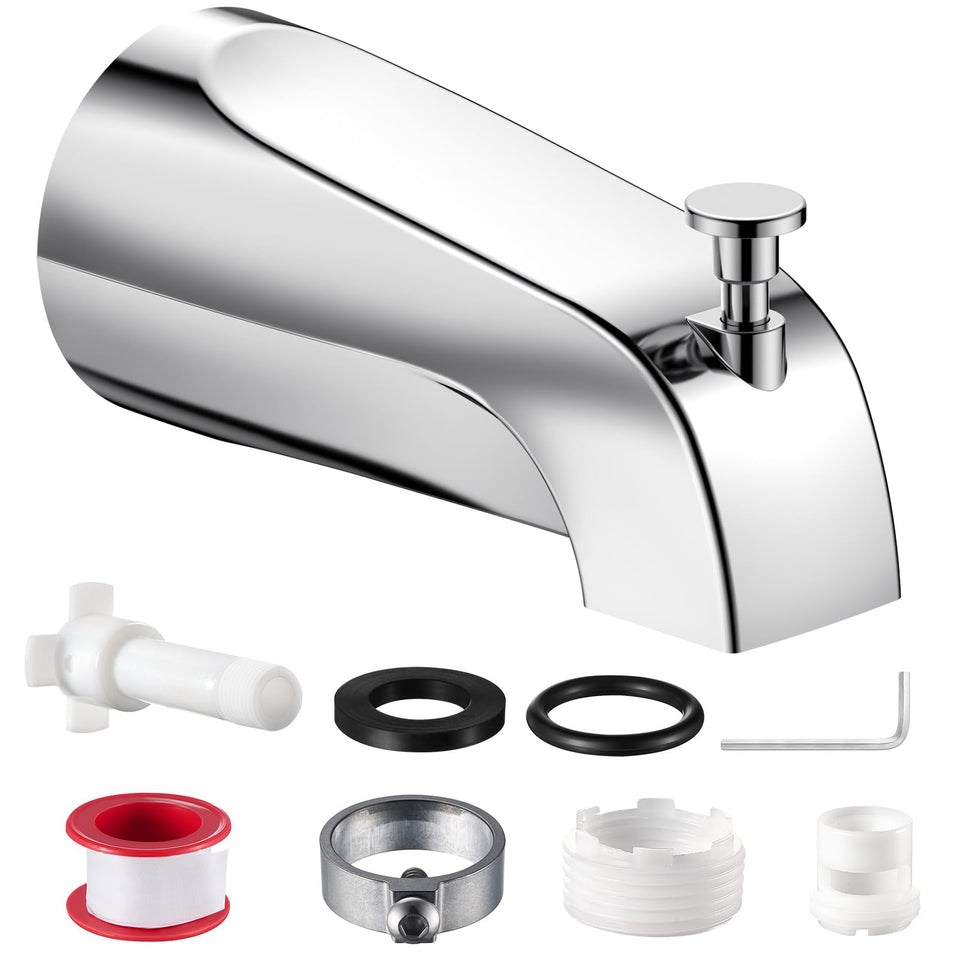 Fosenlion universal tub spout with diverter, front view showing versatile connection options.