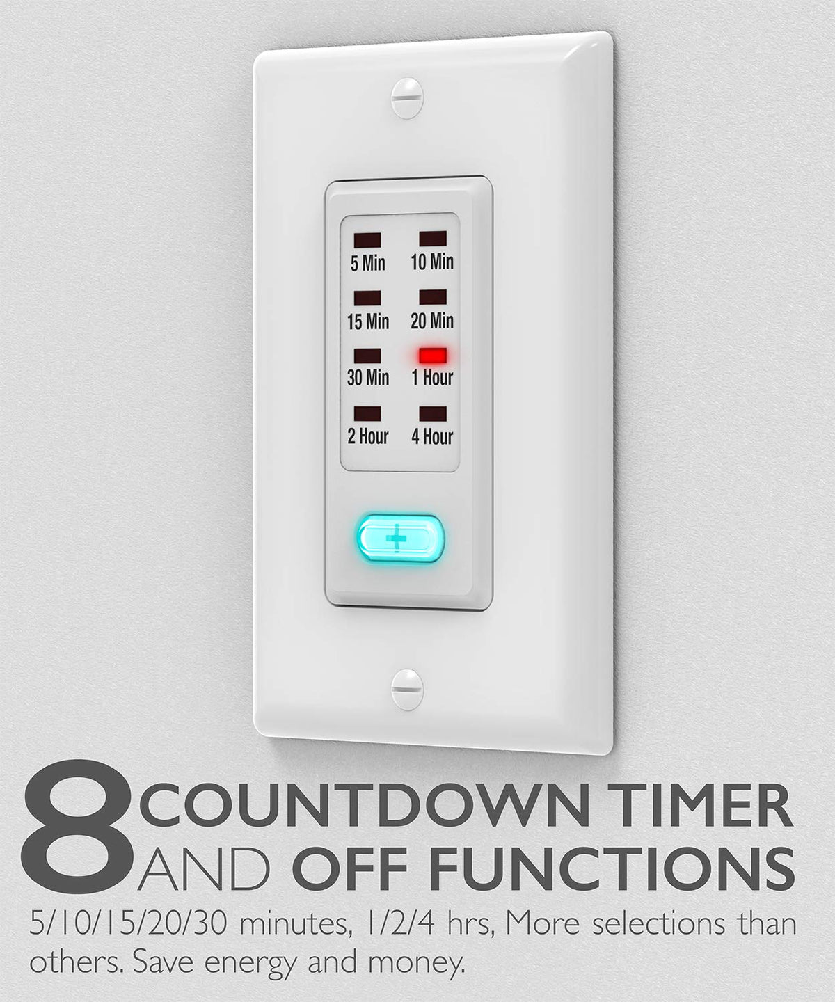 Fosmon countdown timer switch illuminated button for easy use in dim light