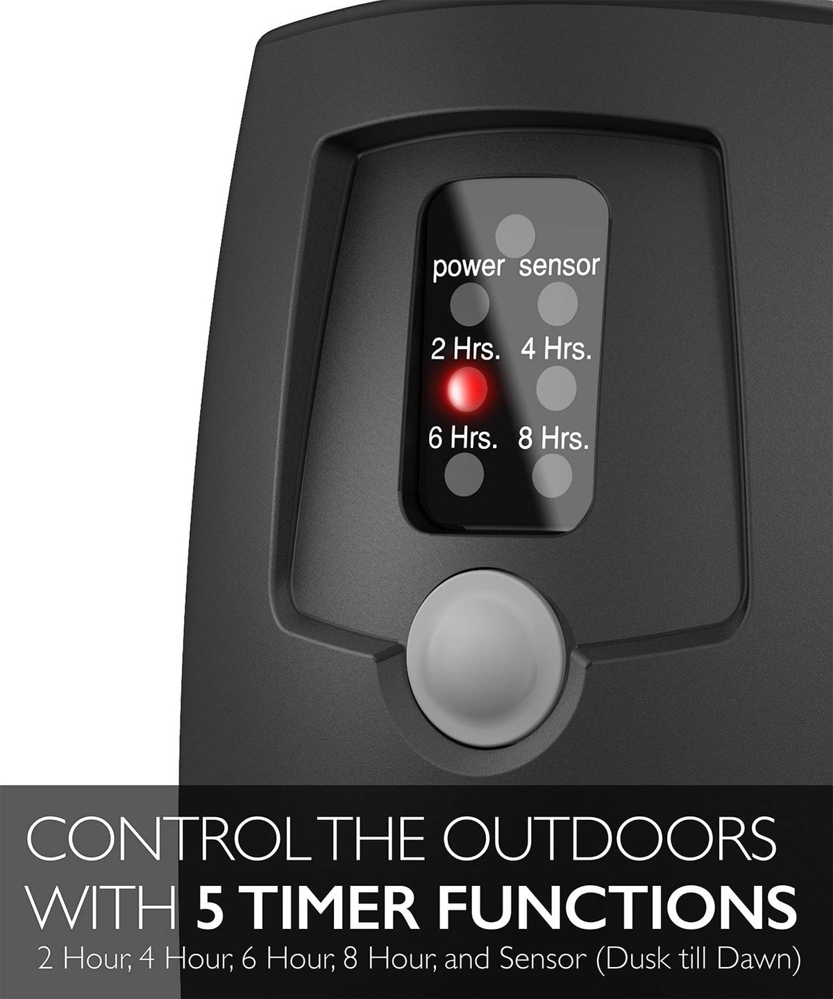 Fosmon dusk-to-dawn timer function automates exterior lighting.