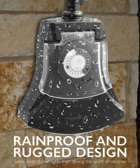 Fosmon 3-prong grounded outlet ensures safe outdoor power connection.