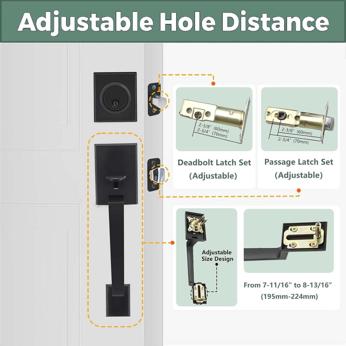 Foswdero lock set reversible handle demonstrating left-right door compatibility.