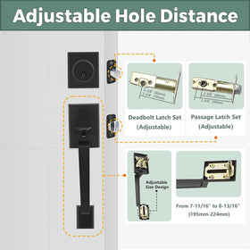 Foswdero lock set reversible handle demonstrating left-right door compatibility.