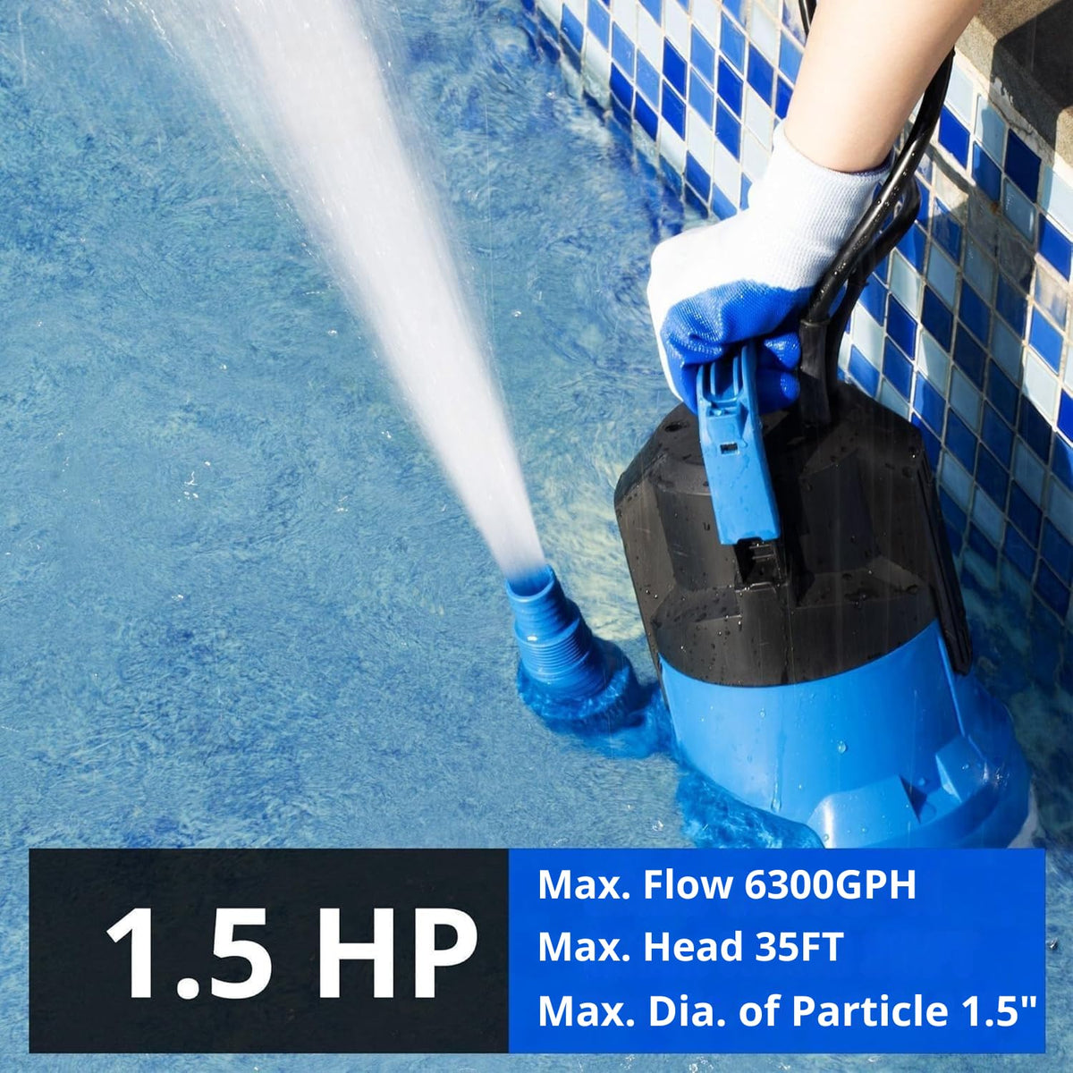FOTING 6300GPH submersible pump in action delivering high flow.