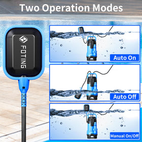 FOTING float switch in automatic mode for hands-free water control.