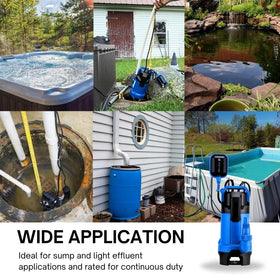FOTING sump pump in use draining pool or basement for rapid cleanup.