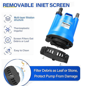 FOTING Sump Pump ideal for basements, pools, and gardens during water removal