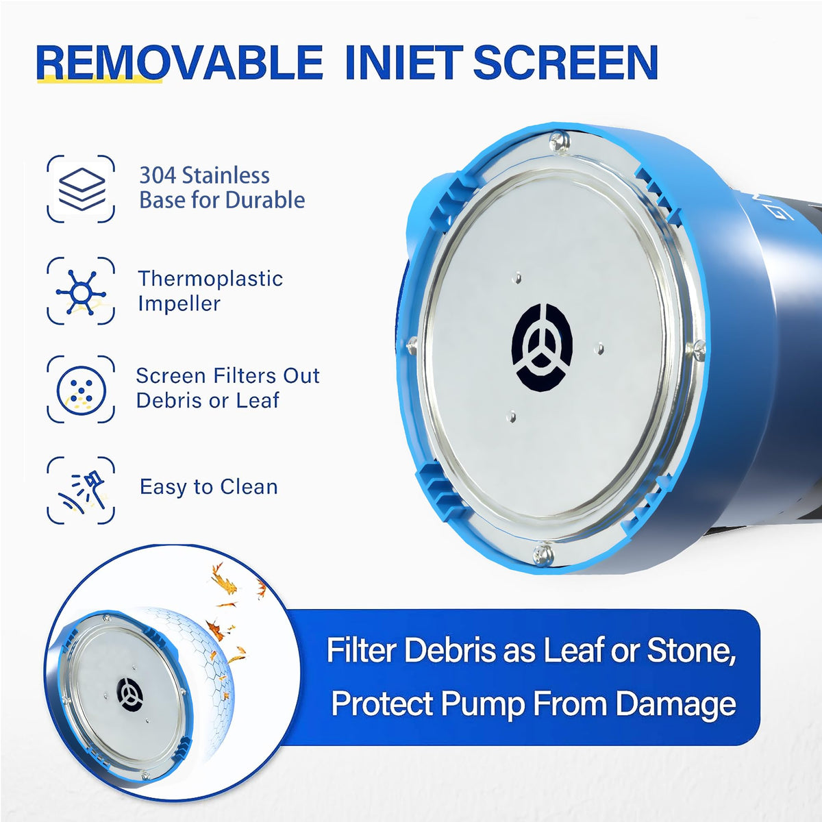 FOTING 1/2HP sump pump removes water to 0.04 inches depth.