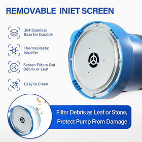 FOTING 1/2HP sump pump removes water to 0.04 inches depth.