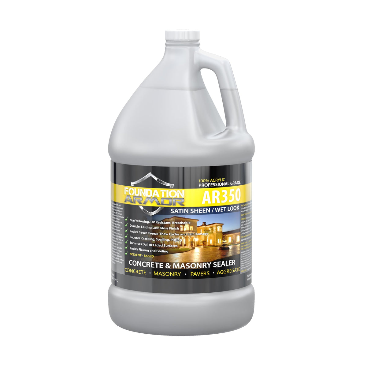 Foundation Armor AR350 bottle and cap, ideal for exterior sealer projects.