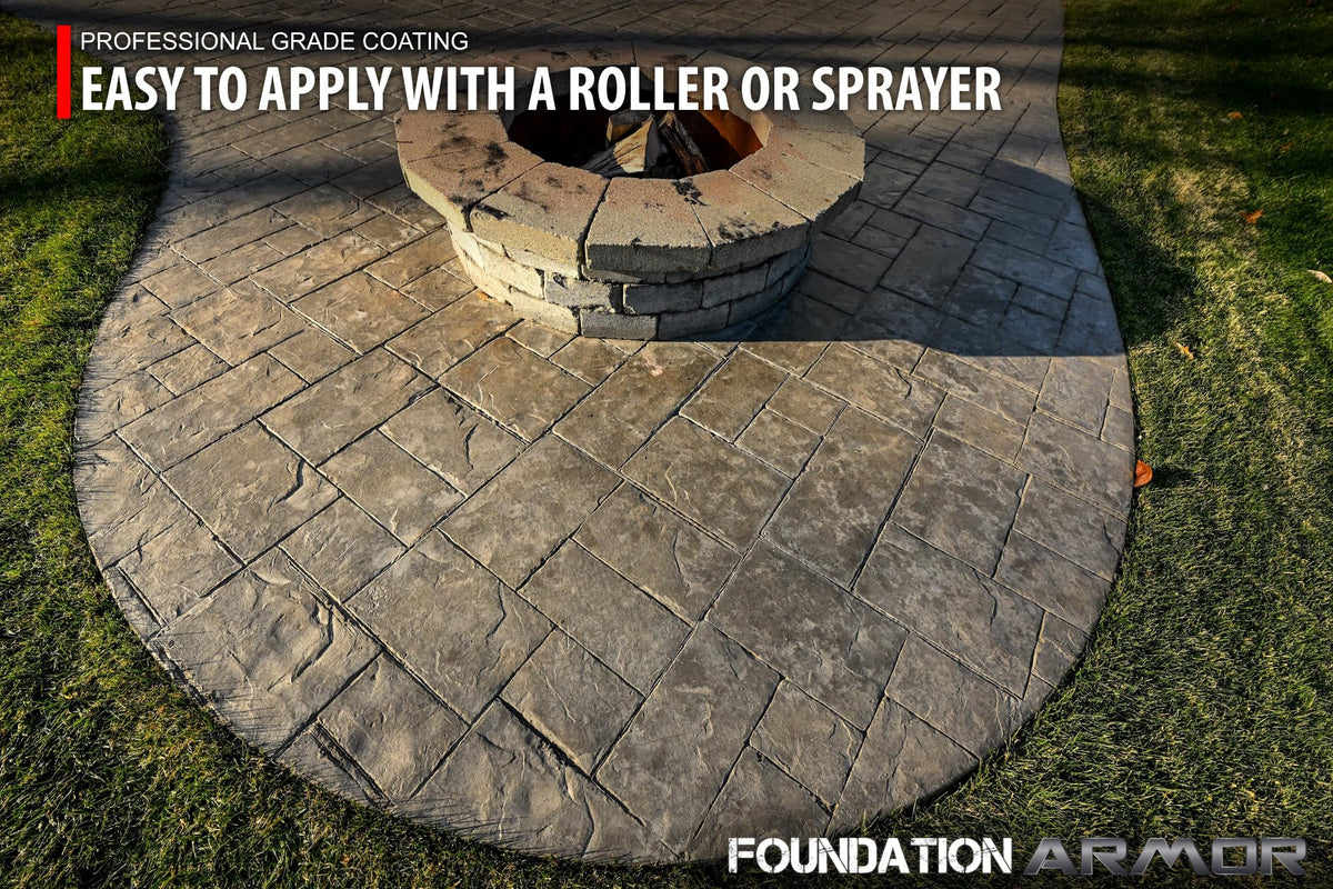 Foundation Armor AR350 stamped concrete detail shows depth of color.