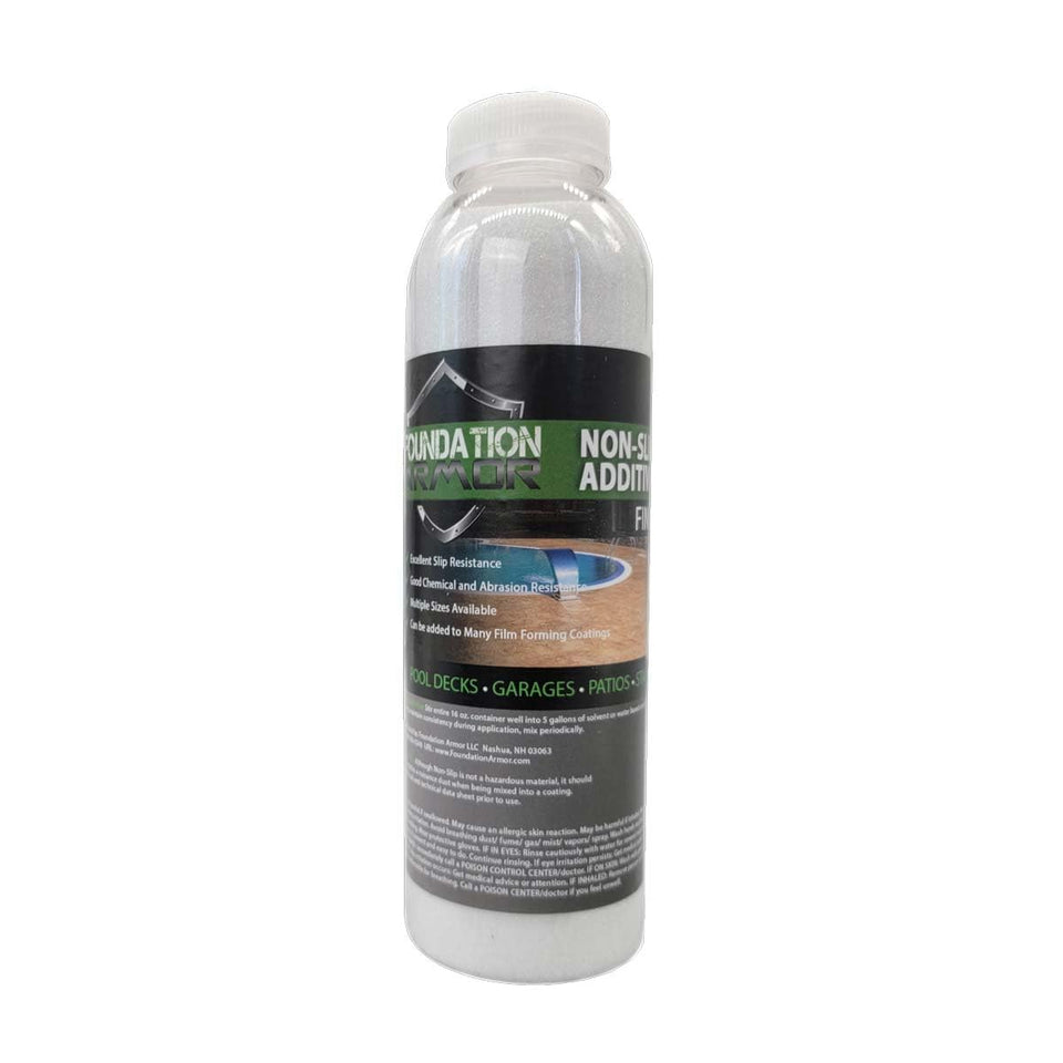 Foundation Armor nonslip additive bottle pour improves traction on coated surfaces.
