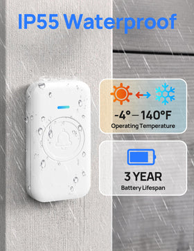 FOVKSUC doorbell button close-up showing large, easy-to-press design.