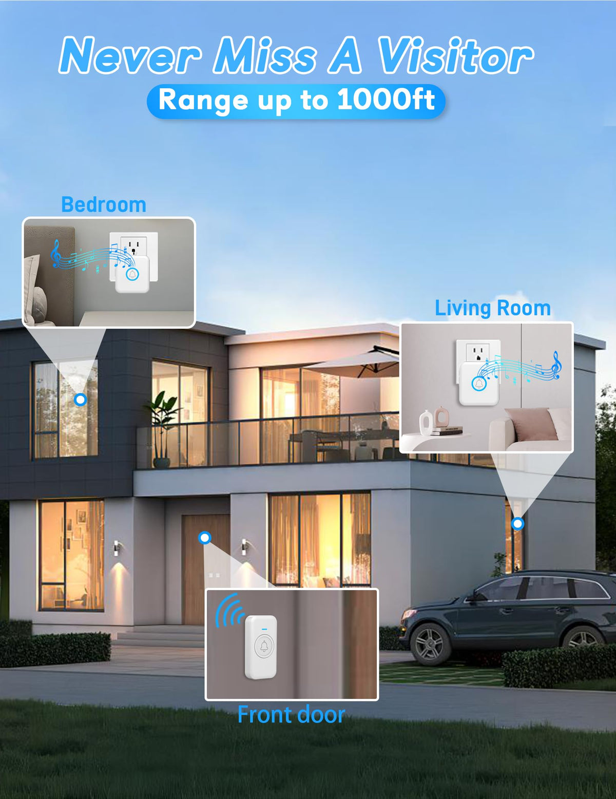 FOVKSUC wall-mount sticker for quick, wire-free installation.