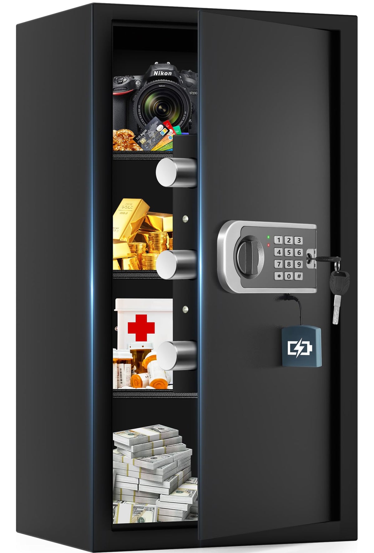 FOWORE 27.56-inch steel safe exterior showing rugged construction for home security