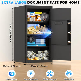 FOWORE steel safe front view with thick door and multiple locking bolts