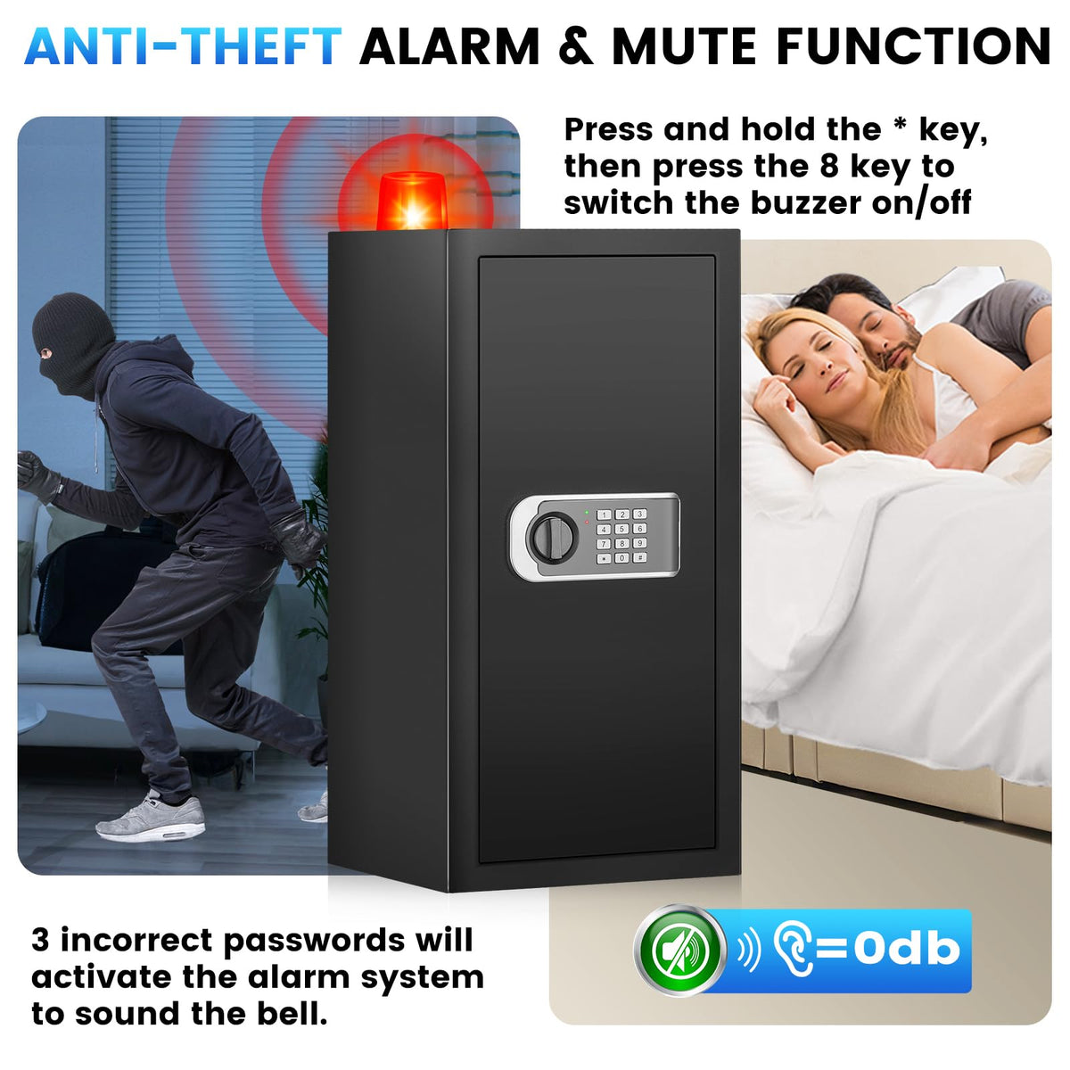 FOWORE alarm feature with silent mode for discreet security