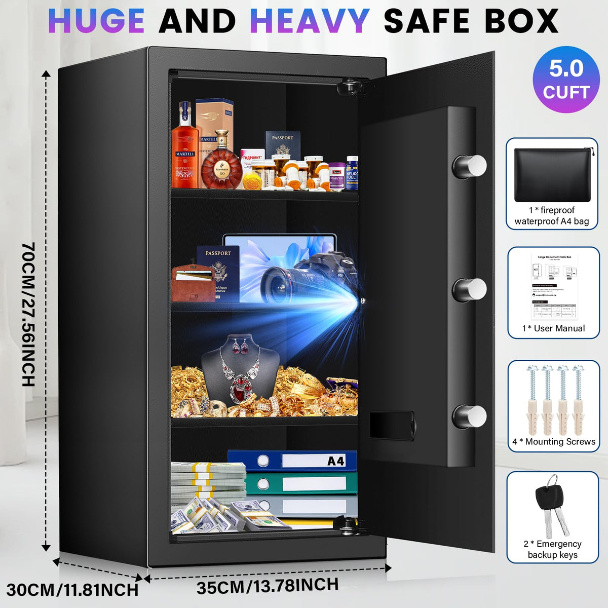 FOWORE heavy duty steel construction emphasizes security and durability